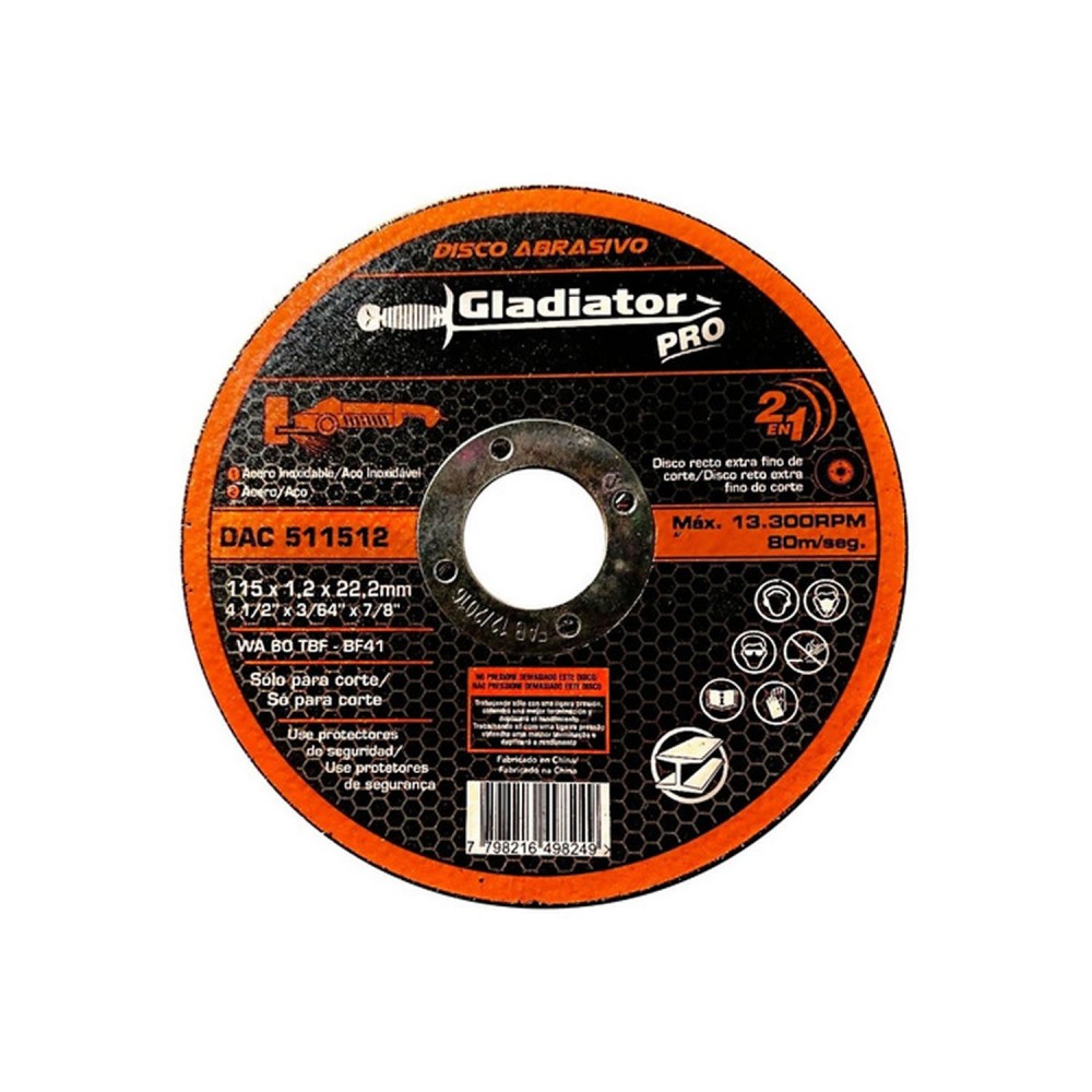 Disco De Corte Metal GLADIATOR 115mm X 1 2mm