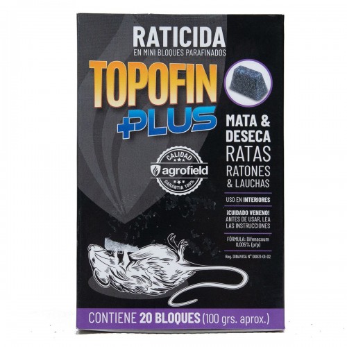 Raticida Ratas Ratones Lauchas Agrofield Topofin Plus 1kg