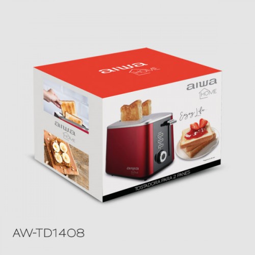 Tostadora Aiwa AW-TD1408 2 Panes 600W Rojo