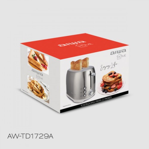 Tostadora Aiwa AW-TD1729-A 2 Panes 800W Inox.