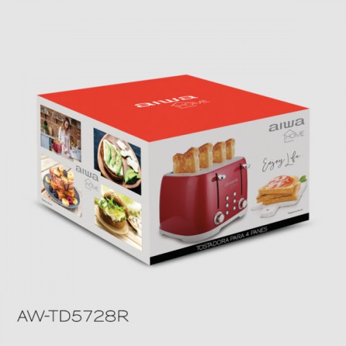 Tostadora Aiwa AW-TD5728-R 4 Panes 1600W Rojo