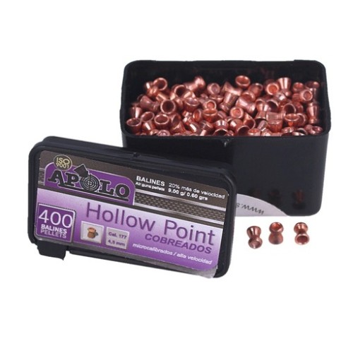 Balines para Aire Comprimido Apolo Hollow Point 4,5mm 400u Balines para Aire Comprimido Apolo Hollow Point 4,5mm 400u