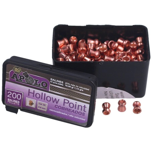 Balines para Aire Comprimido Apolo Hollow Point 5,5mm 200u Balines para Aire Comprimido Apolo Hollow Point 5,5mm 200u