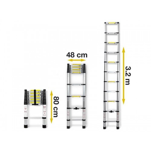 Escalera Telescopica Multiuso Alustep Aluminio 11pel. 3,2m