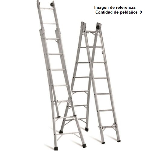 Escalera Articulada Extensible Alustep P009 Aluminio 9pel. 4,9m