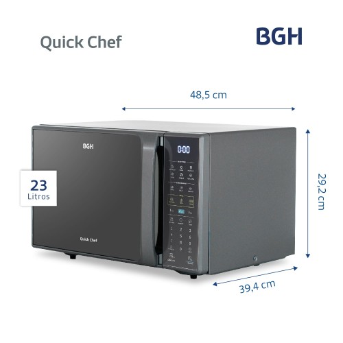 Microondas BGH Quick Chef Digital 23L 1250W Silver