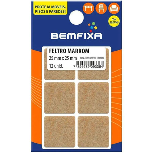 Protector Adhesivo Bemfixa 9336 Fieltro 25x25mm 12u