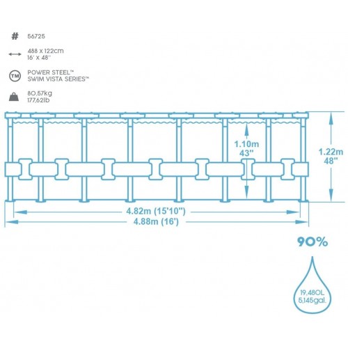 Piscina Bestway 56725 Estructura Swim Vista 19400 Ltrs