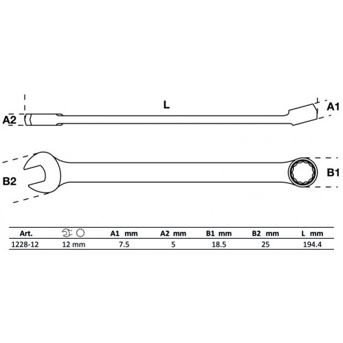 Llave Combinada Extra Larga BGS Technic 1228 12mm