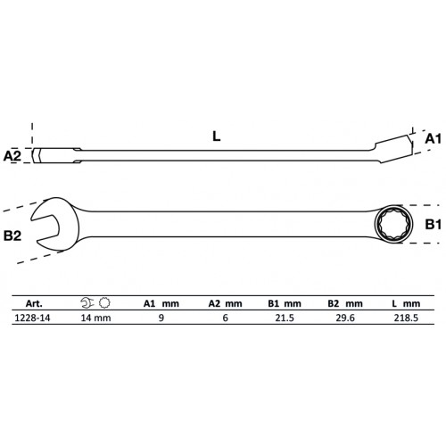 Llave Combinada Extra Larga BGS Technic 1228 14mm