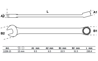 Llave Combinada Extra Larga BGS Technic 1228 15mm