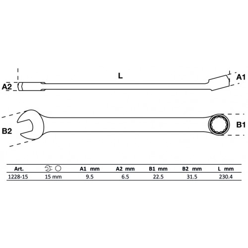 Llave Combinada Extra Larga BGS Technic 1228 15mm