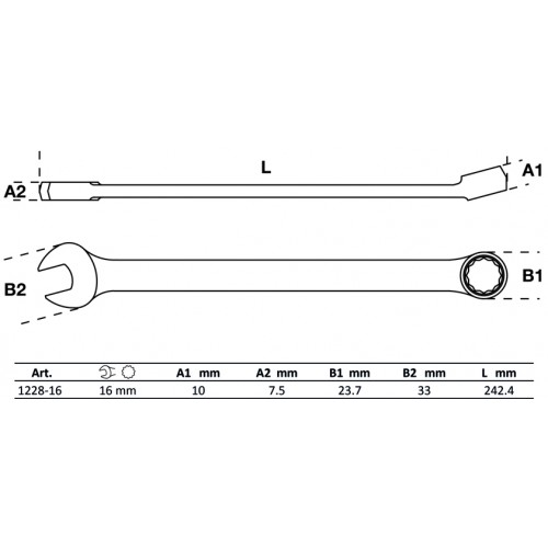 Llave Combinada Extra Larga BGS Technic 1228 16mm