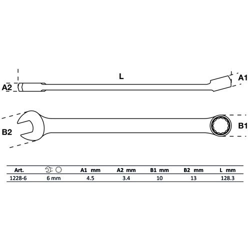 Llave Combinada Extra Larga BGS Technic 1228 6mm