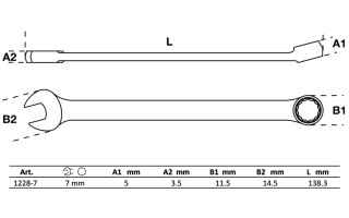 Llave Combinada Extra Larga BGS Technic 1228 7mm Llave Combinada Extra Larga BGS Technic 1228 7mm