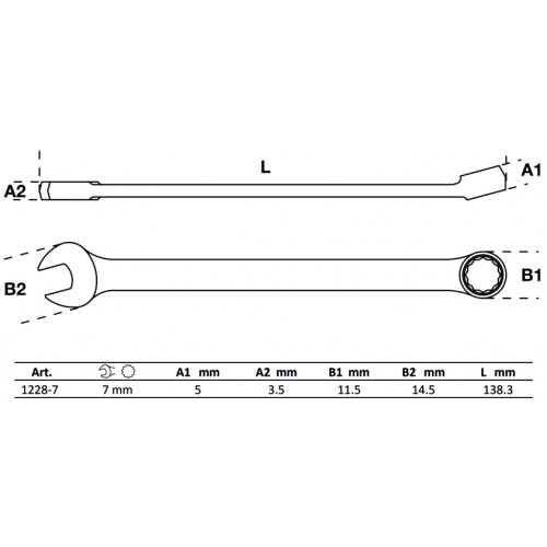 Llave Combinada Extra Larga BGS Technic 1228 7mm