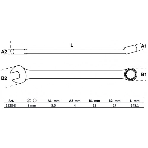 Llave Combinada Extra Larga BGS Technic 1228 8mm