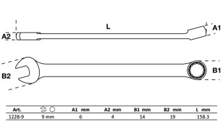 Llave Combinada Extra Larga BGS Technic 1228 9mm Llave Combinada Extra Larga BGS Technic 1228 9mm