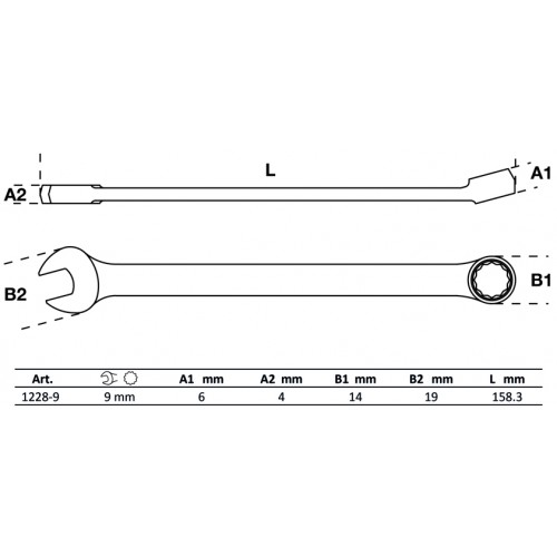 Llave Combinada Extra Larga BGS Technic 1228 9mm