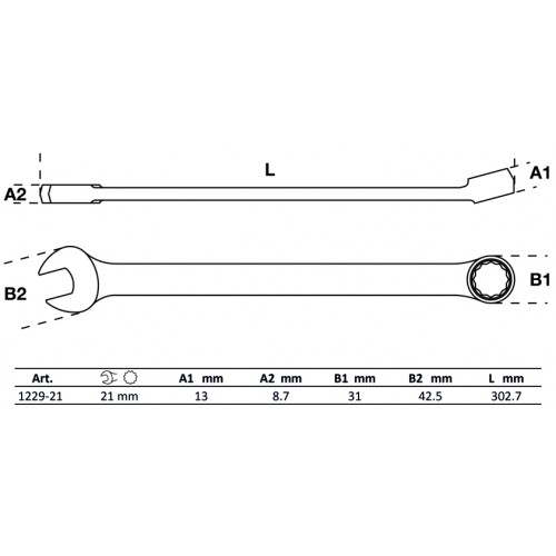 Llave Combinada Extra Larga BGS Technic 1229 21mm