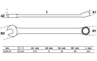 Llave Combinada Extra Larga BGS Technic 1229 22mm Llave Combinada Extra Larga BGS Technic 1229 22mm