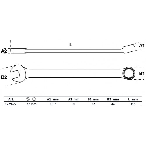 Llave Combinada Extra Larga BGS Technic 1229 22mm