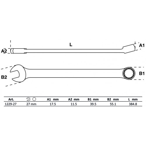 Llave Combinada Extra Larga BGS Technic 1229 27mm