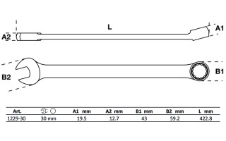 Llave Combinada Extra Larga BGS Technic 1229 30mm