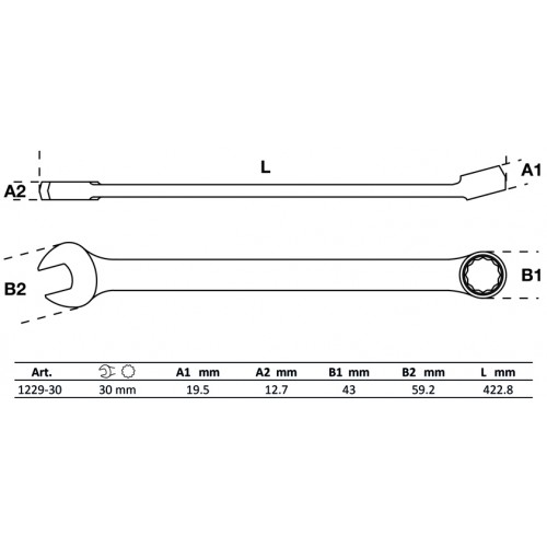 Llave Combinada Extra Larga BGS Technic 1229 30mm