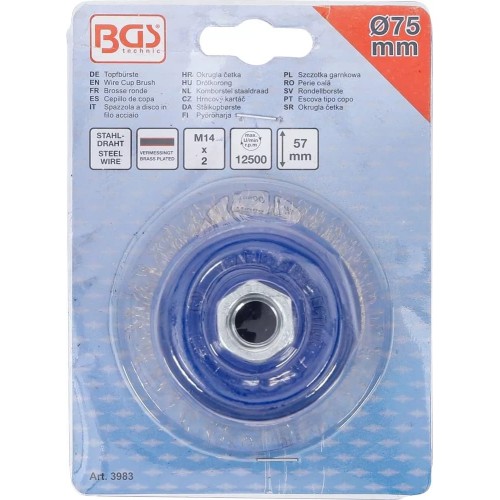 Cepillo de Acero BGS Technic 3983 Copa Ondulada 75mm M14