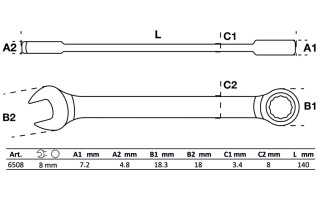 Llave Combinada Cricket BGS Technic 6508 8mm