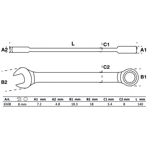 Llave Combinada Cricket BGS Technic 6508 8mm