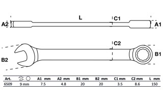 Llave Combinada Cricket BGS Technic 6509 9mm Llave Combinada Cricket BGS Technic 6509 9mm