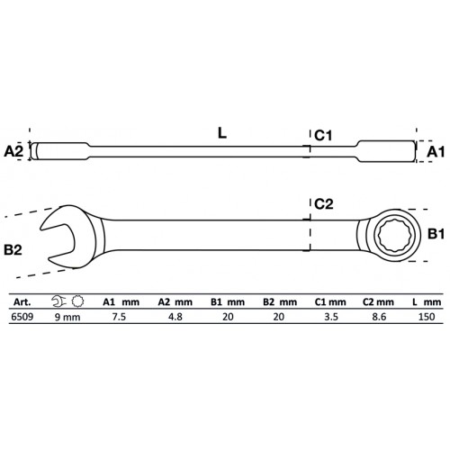 Llave Combinada Cricket BGS Technic 6509 9mm