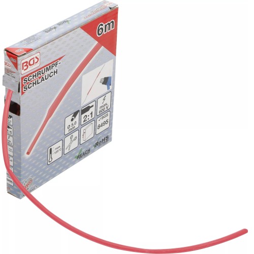 Fundas Termocontraibles BGS Technic 6848 5mm 6m Rojo