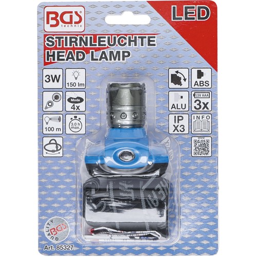 Linterna para Cabeza BGS Technic 85327 150lm LED AAAx3