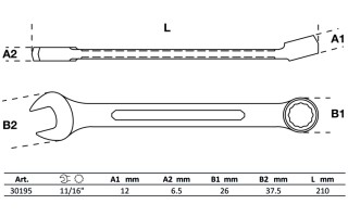 Llave Combinada BGS Technic 30195 11/16" Llave Combinada BGS Technic 30195 11/16"