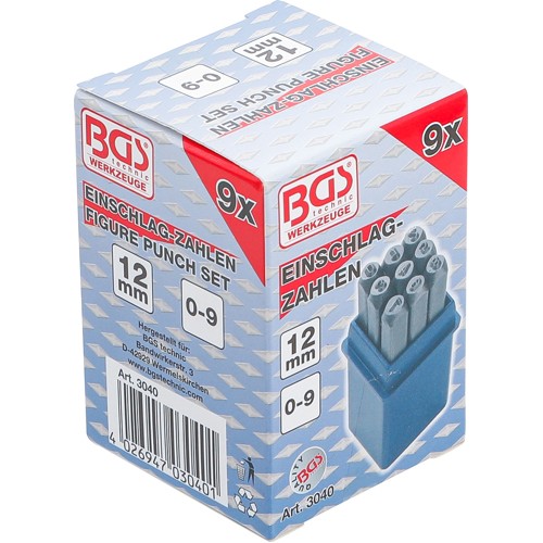 Marcadores de Números BGS Technic 3040 12mm 9pzs