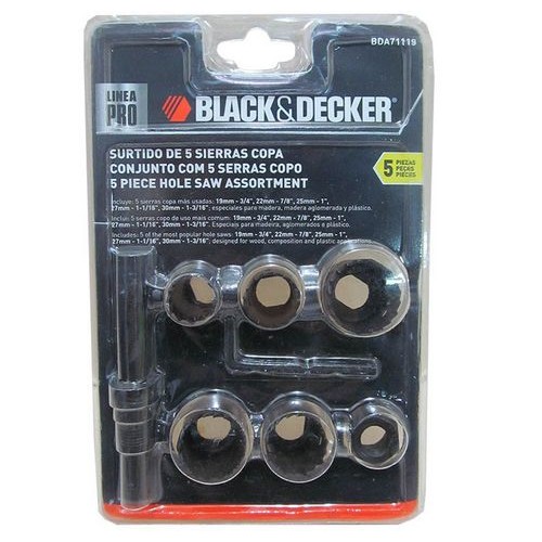 Sierras Corona y Soporte Black+Decker BDA7119 8pzs 19-30mm