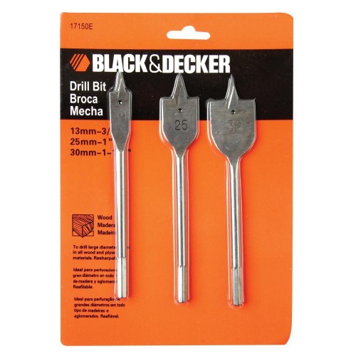 Mechas para Madera Black+Decker 17150E Planas 3pzs