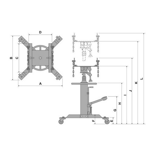 Gato para Caja de Transmision Bovenau MJ600 1820-1910mm