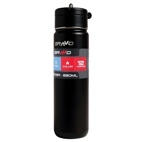 Botella de Agua Térmica Bravo Power 221N 650ml Negro Botella de Agua Térmica Bravo Power 221N 650ml Negro
