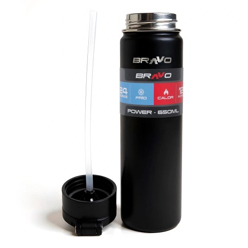 Botella de Agua Térmica Bravo Power 221N 650ml Negro Botella de Agua Térmica Bravo Power 221N 650ml Negro