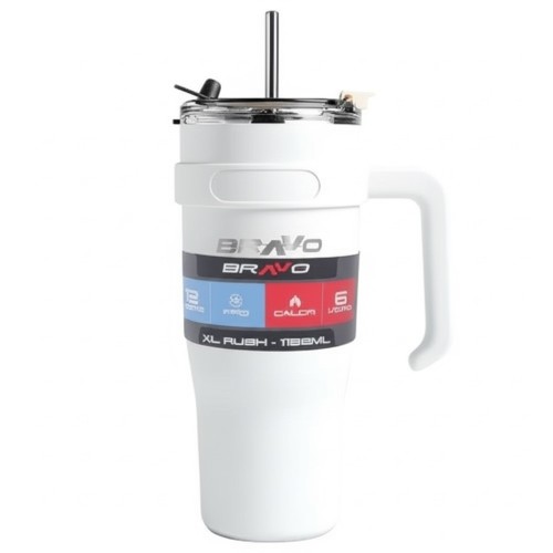 Vaso Térmico con Pajita Bravo XL Rush 403B 1,2L Blanco Vaso Térmico con Pajita Bravo XL Rush 403B 1,2L Blanco