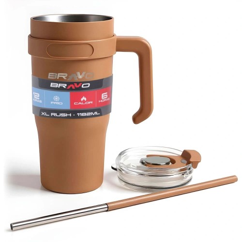 Vaso Térmico con Pajita Bravo XL Rush 403M 1,2L Marrón Vaso Térmico con Pajita Bravo XL Rush 403M 1,2L Marrón