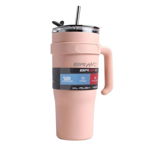 Vaso Térmico con Pajita Bravo XL Rush 403R 1,2L Rosado Vaso Térmico con Pajita Bravo XL Rush 403R 1,2L Rosado