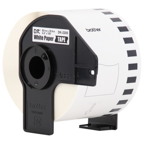 Rollo Etiquetador Brother DK2205 62mm 30m Negro/Blanco