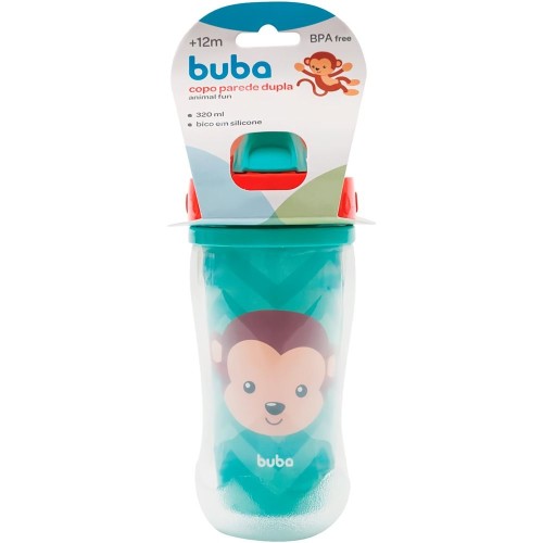 Botella de Agua con Pajita Buba Animal Fun 320ml Mono Botella de Agua con Pajita Buba Animal Fun 320ml Mono