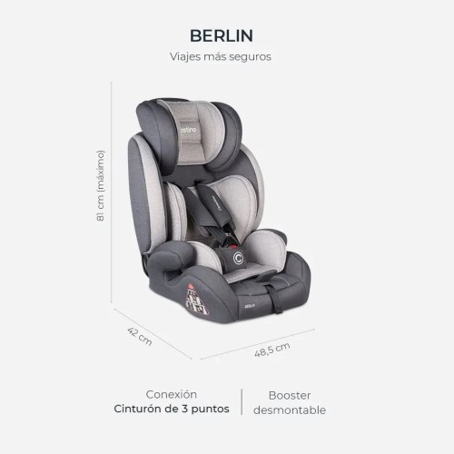 Asiento para Autos Carestino Berlín BT003 Gris 36kg
