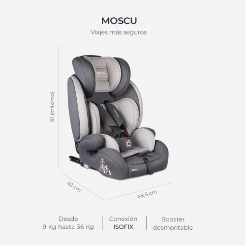 Asiento para Autos Carestino Moscu BT006 Gris 36kg